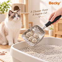 Vente en gros de pelle à litière pour chat en acier inoxydable avec manche en plastique personnalisé pour le nettoyage