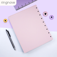 Carnet de notes RINGNOTE de taille moyenne en cuir PU fin, rechargeable, avec reliure à disques, personnalisable par gaufrage/embossage