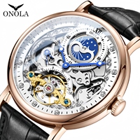 Montre Homme Automatique Mécanique Squelette Or Argent Tendance Luxe OEM ODM Tourbillon Marque Onola 6836