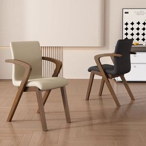 Silla de <span class=keywords><strong>Comedor</strong></span> de Diseño Moderno, Estructura de Madera Sólida y Resistente, Respaldo con Tapicería de Cuero, para Hogar y Hotel L115 - Product Image 3