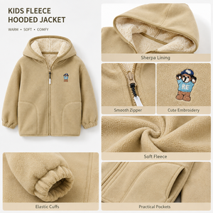 Veste d'hiver 2026 pour garçons en polaire sherpa, épaisse et chaude, à fermeture éclair, avec capuche, manteau décontracté ample pour enfants, doublure <span class=keywords><strong>Teddy</strong></span>, vêtement d'extérieur tendance - Product Image 4