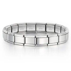 Pulsera Italiana Unisex Modular Plateada, Diseño Compacto y Exclusivo, DIY, Delicada, Correa de Reloj de Acero Inoxidable en Blanco, Cadena Elástica - Product Image 3