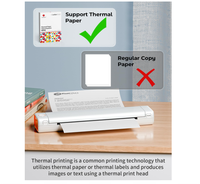 Imprimante thermique portable A4 Phomemo M08F, imprimante mobile sans fil pour documents de bureau et voyages, imprimante A4 sans encre