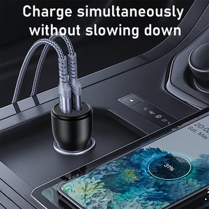 迷你 48W 车载充电器 12-24V PD QC3.0 快速充电 USB 车载充电器 2 个 Type-C 端口 紧凑型便携式车载充电器 - Product Image 2