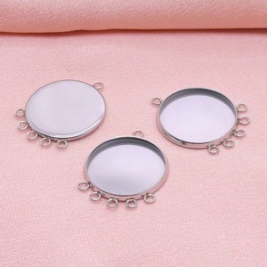 Bases Redondas Plateadas para Cabujones, de Acero Inoxidable, con Múltiples Anillas, Bandeja Circular Vacía, para Colgantes de Fotos DIY, Accesorios para Fabricación de Joyas - Product Image 1
