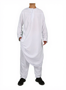Vêtements de prière islamiques pour hommes CCY Omani, costume Thobe avec pantalon, manches longues, <span class=keywords><strong>Qamis</strong></span> <span class=keywords><strong>Homme</strong></span> Musulman, Jubbah, <span class=keywords><strong>ensemble</strong></span> deux pièces - Product Image 5