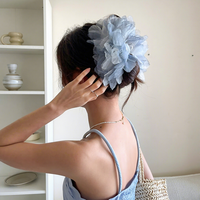 Jepit Rambut Wanita Super Fairy Blue Mewah Berkualitas Tinggi Desain Baru Bulu Besar Eksklusif Bahan Asetat Hiasan Kepala Belakang PC/Plastik/Resin