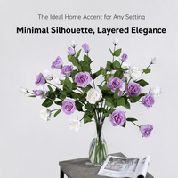 Bunga Lisianthus Artifisial Premium Real Touch, 3 Tangkai Bunga Eustoma Palsu, Dekorasi Bunga Mirip Asli untuk Pernikahan & Fotografi