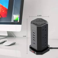 Tour de prises multi-prises 9 emplacements avec ports USB et multiprise de bureau