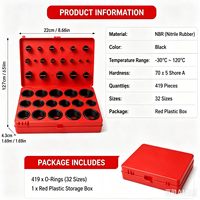 Kit de Reparación de Juntas Tóricas NBR de 419 Piezas, Surtido de Sellos de Aceite con Herramientas de Gancho, Juego de Anillos de Sellado de Caucho de Nitrilo en Estuche Rojo