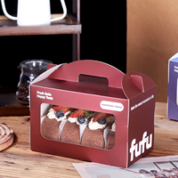 Boîte à gâteau personnalisée en carton blanc avec poignée et grande fenêtre, emballage alimentaire de qualité pour desserts roulés suisses, vente en gros