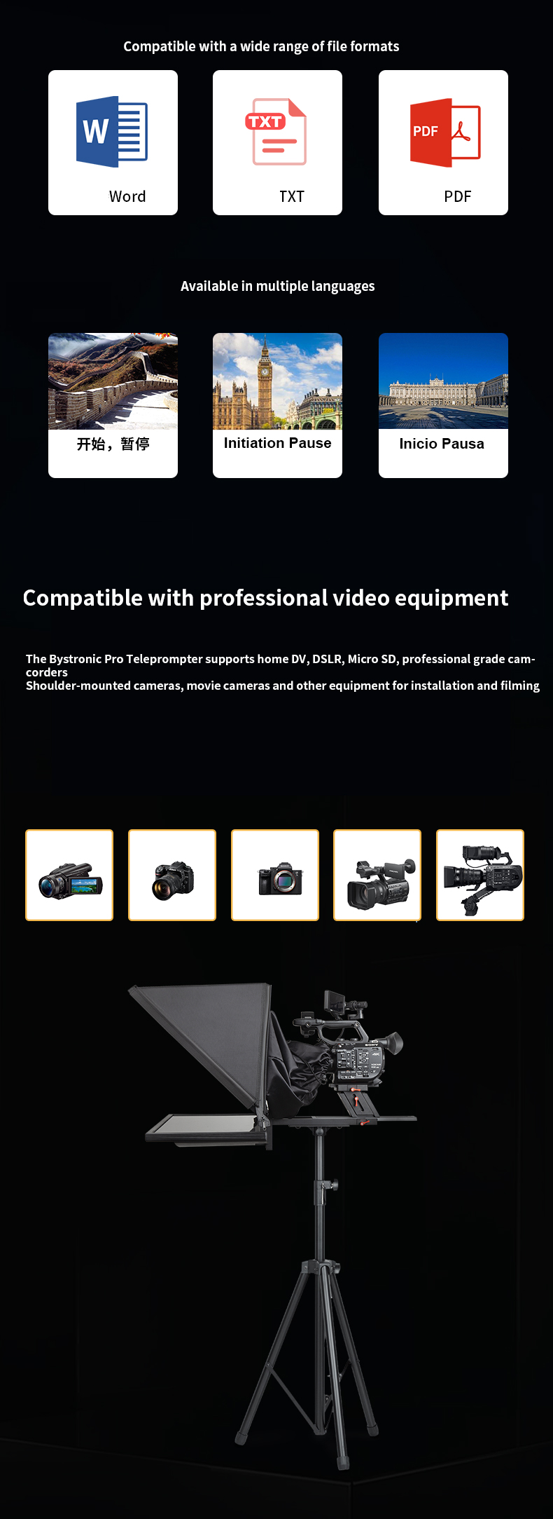 Bestview T22 22" HD Display Camera Video Teleprompter For Broadcast Live Speech DSLR Camera Teleprompter Equipment