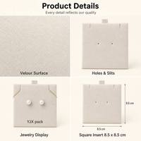 Carte d'insertion personnalisée en velours pour bijoux 8,5x8,5 cm, support de présentation pour boucles d'oreilles, colliers et bagues, plaque en tissu pour emballage de pochette ou boîte