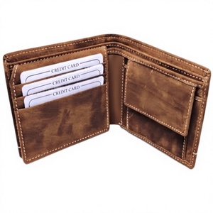 Portefeuille pour homme en cuir véritable personnalisable, imperméable, 6 pouces, motif étoile, fermeture ouverte, BS INTERNATIONAL - Product Image 1
