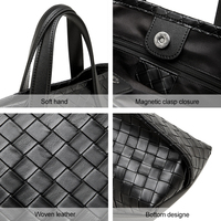 Sac fourre-tout en cuir véritable tressé de marque privée, design contemporain grande capacité pour les voyages urbains, sac à main pour femme
