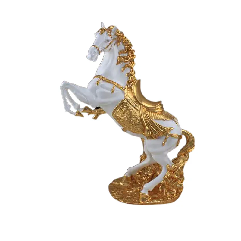 Золотые и серебряные большие аксессуары для домашнего декора, статуи из смолы, статуи животных, лошадей