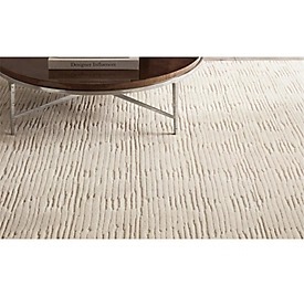 Tappeto in Lana Contemporaneo Color Avorio con Design Astratto Inciso, a Pelo Alto e Basso, Variazione <span class=keywords><strong>Tonale</strong></span>, Fatto a Mano, Eco-Friendly, Lusso per la Casa - Product Image 3