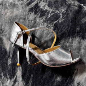 Scarpe da Ballo da Tango Argentino Professionali da Donna con Tacco da 8.5cm Placcato in Metallo, Suola Rigida in Pelle Bovina, Colore Argento - Product Image 3