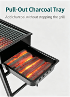 Grand barbecue portable pliable pour usage extérieur et domestique, pique-nique en cour et grillades