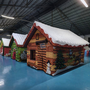 <b>Inflatable</b> Brown Christmas <b>Inflatable</b> Santa Grotto <b>House</b> Tent - Product Image 1