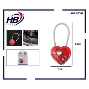 Candado de Combinación de Alambre de Acero Rojo en Forma de Corazón para Kits de Viaje - Product Image 3