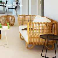 Mobilier rustique pour loisirs Petite table basse d'asie du sud-est indonésienne Chaises de jardin d'intérieur en rotin Canapé Table et chaises d'extérieur
