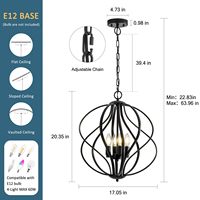 Lámpara de Techo Moderna Negra y Dorada E12 para Sala de Estar, 4 Luces, Estilo Industrial, Colgante Geométrico
