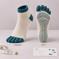 Chaussettes de yoga à cinq doigts en coton et élasthanne, antidérapantes, avec grip personnalisé et semelle à grip cartographié