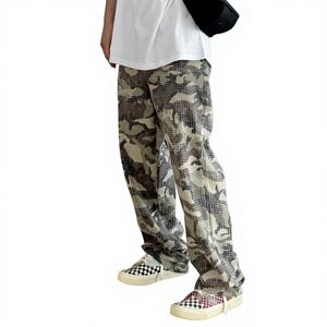 Pantalon de travail cargo tactique pour <span class=keywords><strong>homme</strong></span> en toile de coton personnalisée, coupe oversize ample à jambe large, effet vieilli, motif camouflage - Product Image 6