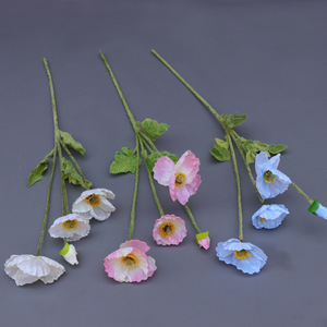 QSLHC806 Bán Buôn Silk <span class=keywords><strong>Poppy</strong></span> 4 Người Đứng Đầu Nhân Tạo Hoa Thân Dài - Product Image 2