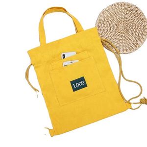 Wholesale Solid Color Design Recycled Travel Custom Logo Cotton Canvas String <b>Drawstring</b> Shopping Tote <b>Backpack</b> - Product Image 2