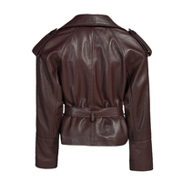 Jxwatcher Nouvelle Arrivée Hiver Femme Veste en Cuir de Mouton Véritable Courte avec Ceinture, Col Revers, Style Bomber Élégant et Tendance, Personnalisable