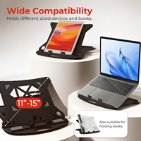 Support d'ordinateur portable pliable économique, réglable, portable, en plastique, avec base pivotante pour ordinateurs portables, tablettes et livres de 11 à 15 pouces