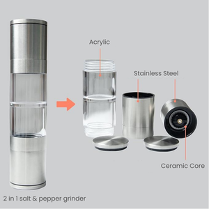 <span class=keywords><strong>2</strong></span> in 1 Set di macina spezie trasparente per macina sale e pepe ben progettato con nucleo in ceramica - Product Image 3
