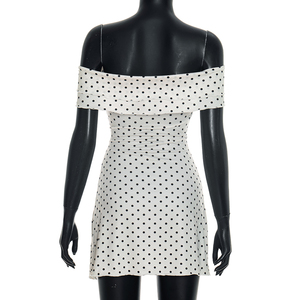 Viviblook Y26DS107 Robe d'été pour femmes Nouvelle robe moulante à pois sexy à épaules dénudées pour femmes - Product Image 3