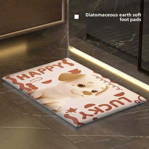 Pulvergefüllte Quadratische Kieselgur-Matte Diatomeenerde-Duschraum-Fußmatte mit Cartoon-Muster Saugfähig Schnelltrocknend Weiche Polsterung - Product Image 2