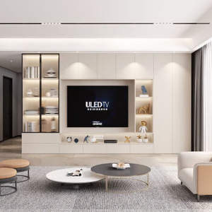 Mueble de TV de pared de madera con soporte de lujo moderno para sala de estar - Product Image 1