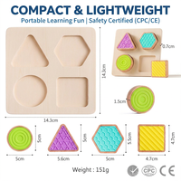 Mainan Edukasi Sensorik Bentuk Geometris Kayu Silikon Montessori Desain Baru Bebas BPA Balok Bertekstur untuk Bayi