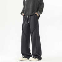 Pantalon de jogging ample pour homme en polyester épaissi, à motif froissé, décontracté, à taille élastique, sans revers