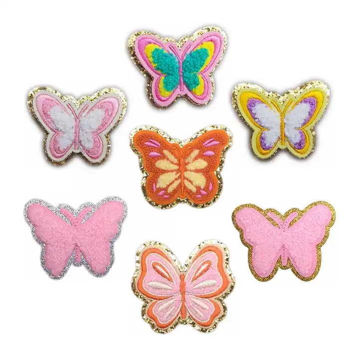 Butterfly Iron On Chenille Golden Glitter Patches - Buy Butterfly Iron On  Chenille Golden Glitter Patches Product on