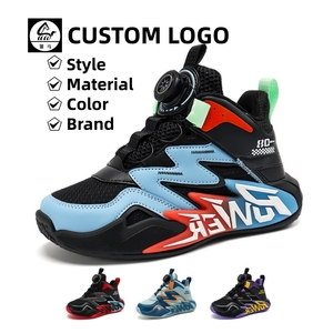 Cema Factory Custom Logo Kids Sneakers Fabric Breathable Upper Swivel Button Children Casual <strong>Basketball</strong> Style <strong>Shoes</strong> - Product Image 1