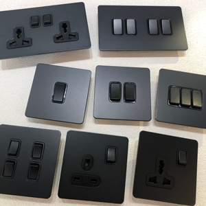 86 250V 2way treo tường kim loại ánh sáng chuyển đổi màu đen thép không gỉ Bảng điều chỉnh uk13a Châu Âu phổ Ổ cắm ổ cắm nhà bán buôn - Product Image 2