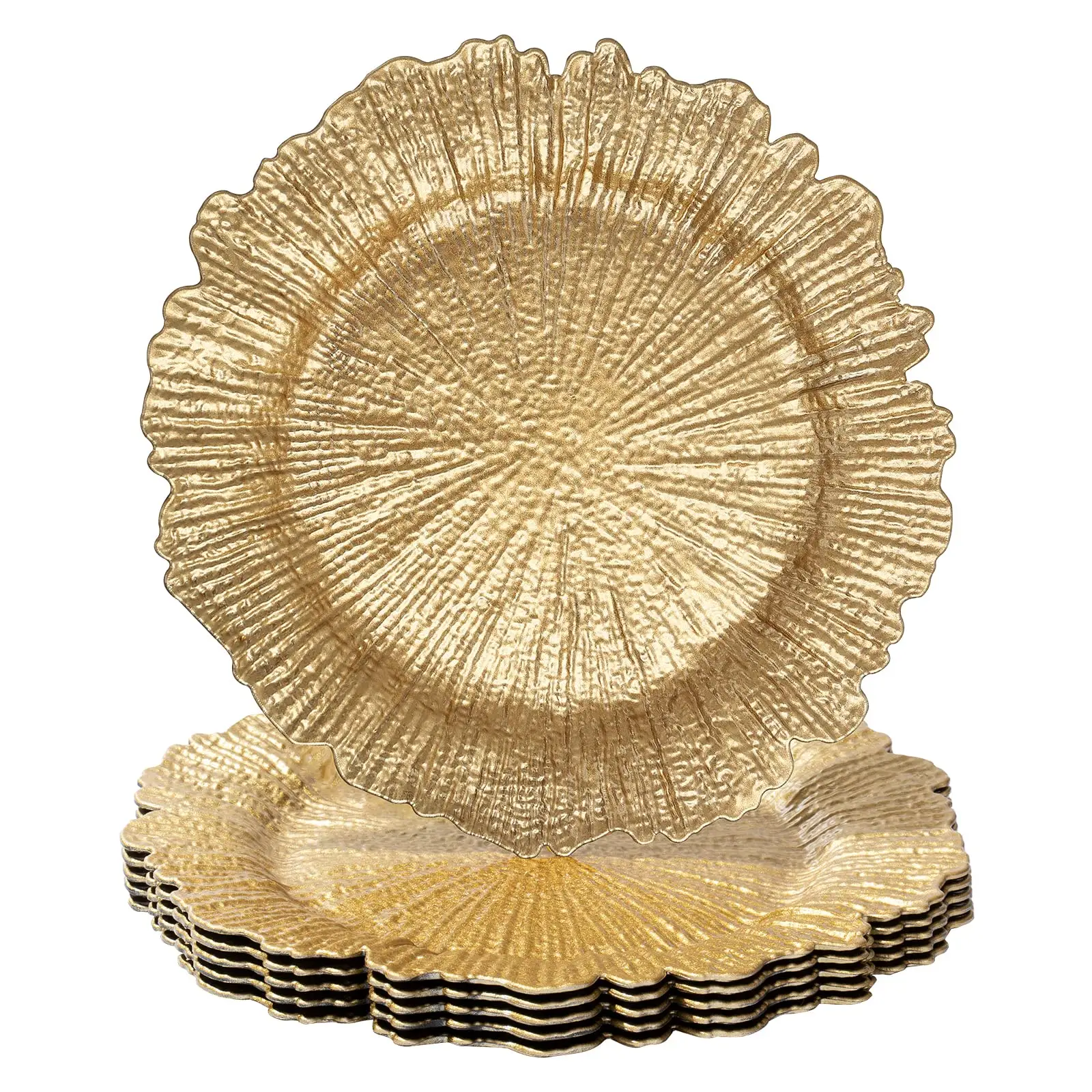 2022 Fashion Irregular Compote Banquet Plate 13 inches Gold Plastic Charger Plates for Dinner Plates, Wedding