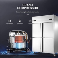 Réfrigérateur commercial 800L côte à côte en acier inoxydable, refroidisseur à température unique pour viande, réfrigérateur de cuisine