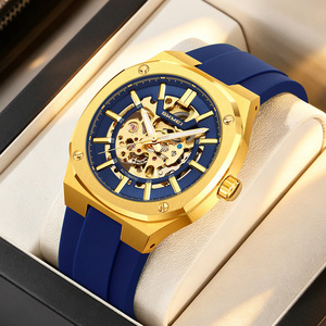 Reloj de pulsera mecánico totalmente automático con caja abierta y transparente, correa de silicona, resistente al agua para hombre - Product Image 4