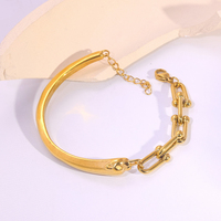 Bracelet Manchette Islamique en Acier Inoxydable Plaqué Or 18K avec Ayatul Kursi Arabe, Cadeau Vintage pour Femme