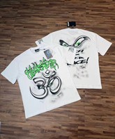 Kaos Pria 300g Katun Murni Grafis, Longgar, Leher Bulat, Lengan Pendek, Cetak Huruf, Streetwear, Musim Panas