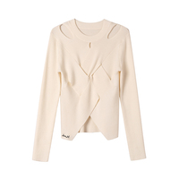 Nouveau pull coréen d'été 2023 à col rond pour femme, décontracté, anti-plis, à manches longues, idéal pour les rendez-vous