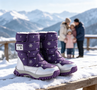 Bottes de neige pour enfants, imperméables, respirantes, thermiques, légères, motif flocon de neige, antidérapantes, pour toutes les saisons