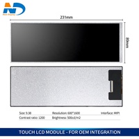 9,3 Zoll Balkenförmiges TFT-LCD-Modul Touchscreen-Display 600*1600 Auflösung für Industrie und Medizin Kundenspezifisches OEM